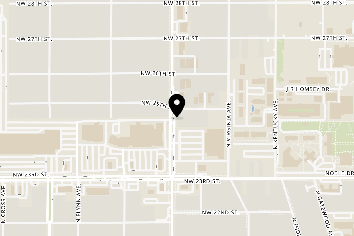 Map showing the location of Pizza House on 2520 N Pennsylvania Ave in Oklahoma City